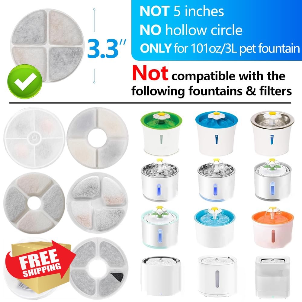 TOGGATH 12pk Cat Water Fountain Filters Replacement Pet Fountain Filters