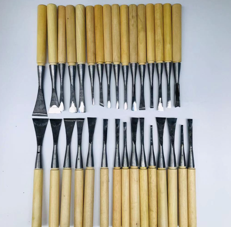 Hand Wood Carving Tools 31pcs General Chisel Made Ground By Hand With Tool Bag
