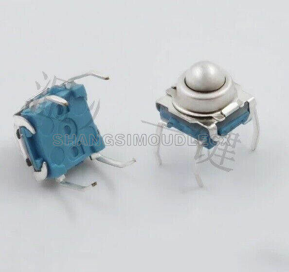 10PCS 7*7 Metal Steel Ball Reset Switch DIP Type 4 Pin Touch Switch-