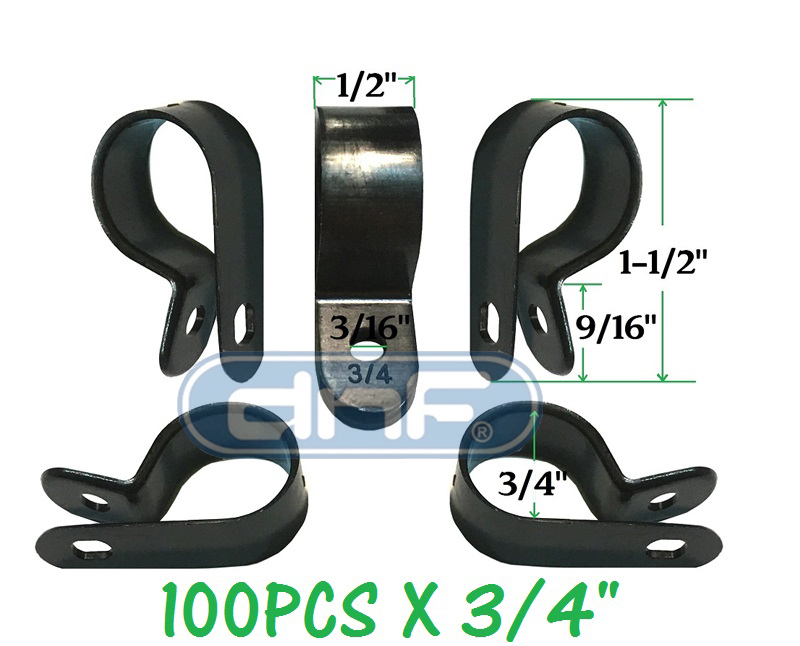 100 PACK 3/4" BLACK NYLON R-TYPE CABLE CLAMP UV WEATHER RESISTANT - SHIPS TODAY!