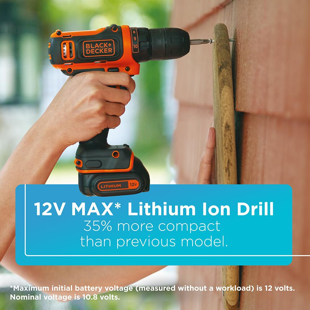 BLACK+DECKER 12v Max* Lithium Ion Drill/Driver Project Kit - BDCDD12PK