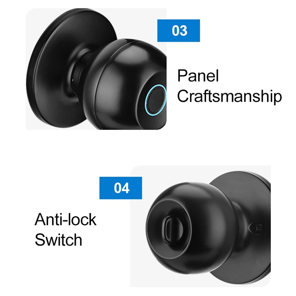 Fingerprint Door Lock Electronic Digital App Control Keyless/Key Entry Black