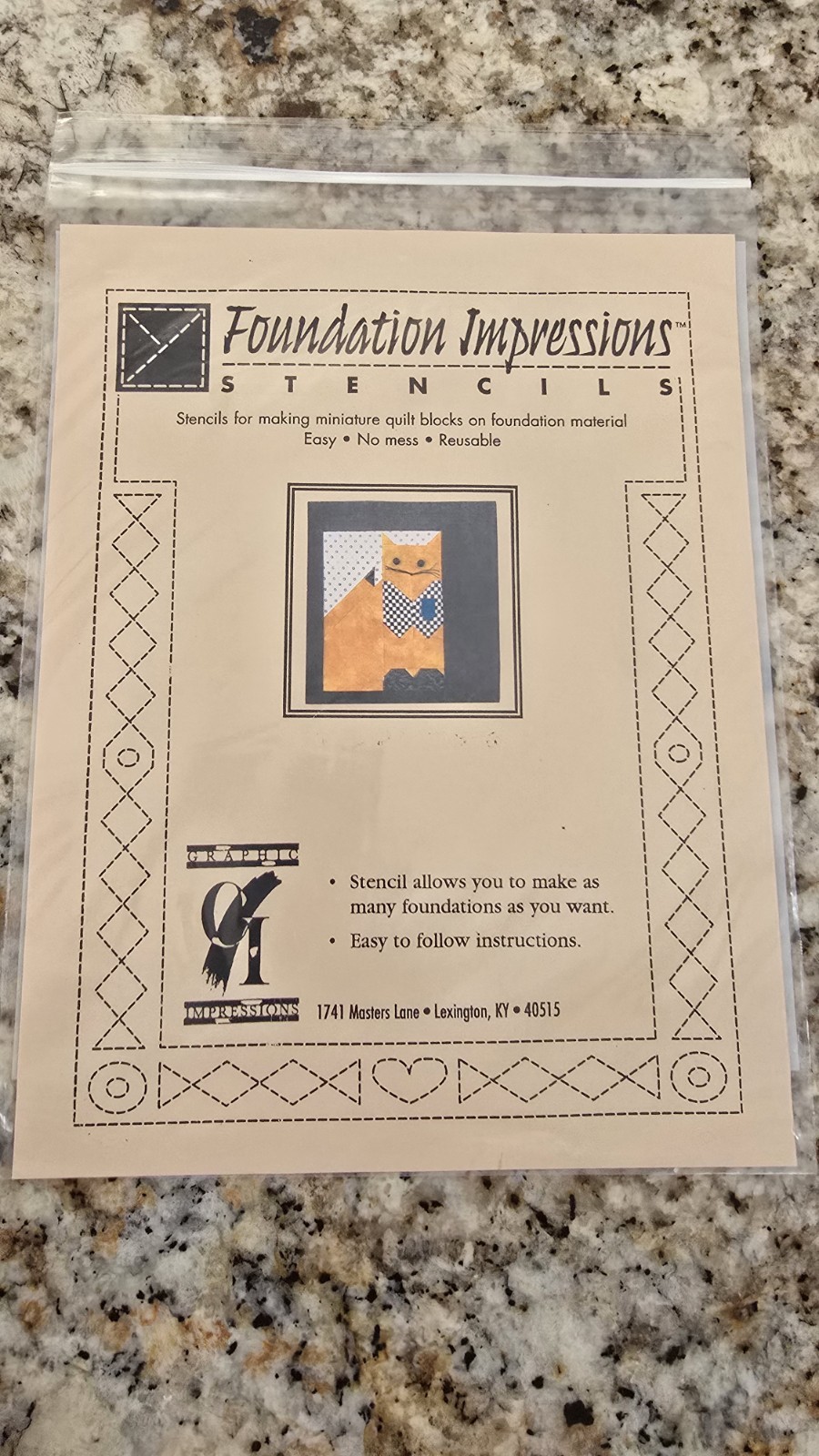 Foundation Impressions Quilt Stencils Twisted Sister Rotary Template & Pattern