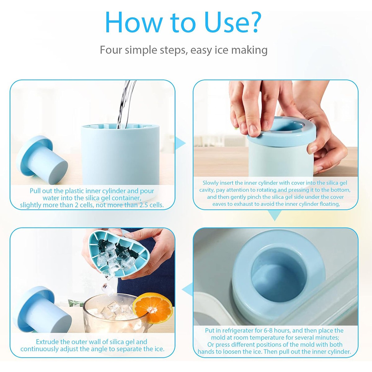 Quick Release lce Cube Mold Silicone Bucket for lce Craft DlY 1pc