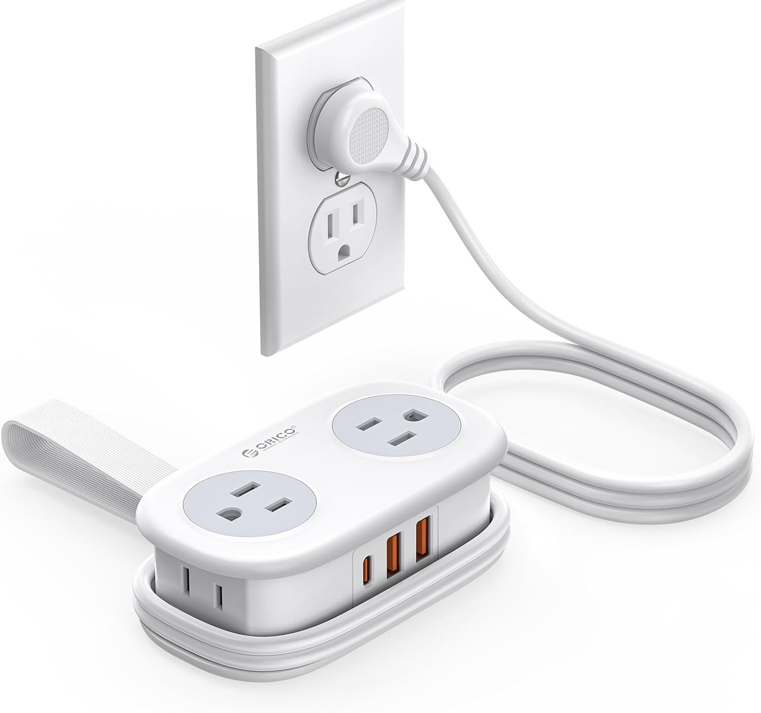 US Power Strip Surge Protector 4 AC Outlets 2 USB Ports + Type C Port 4 FT Cable