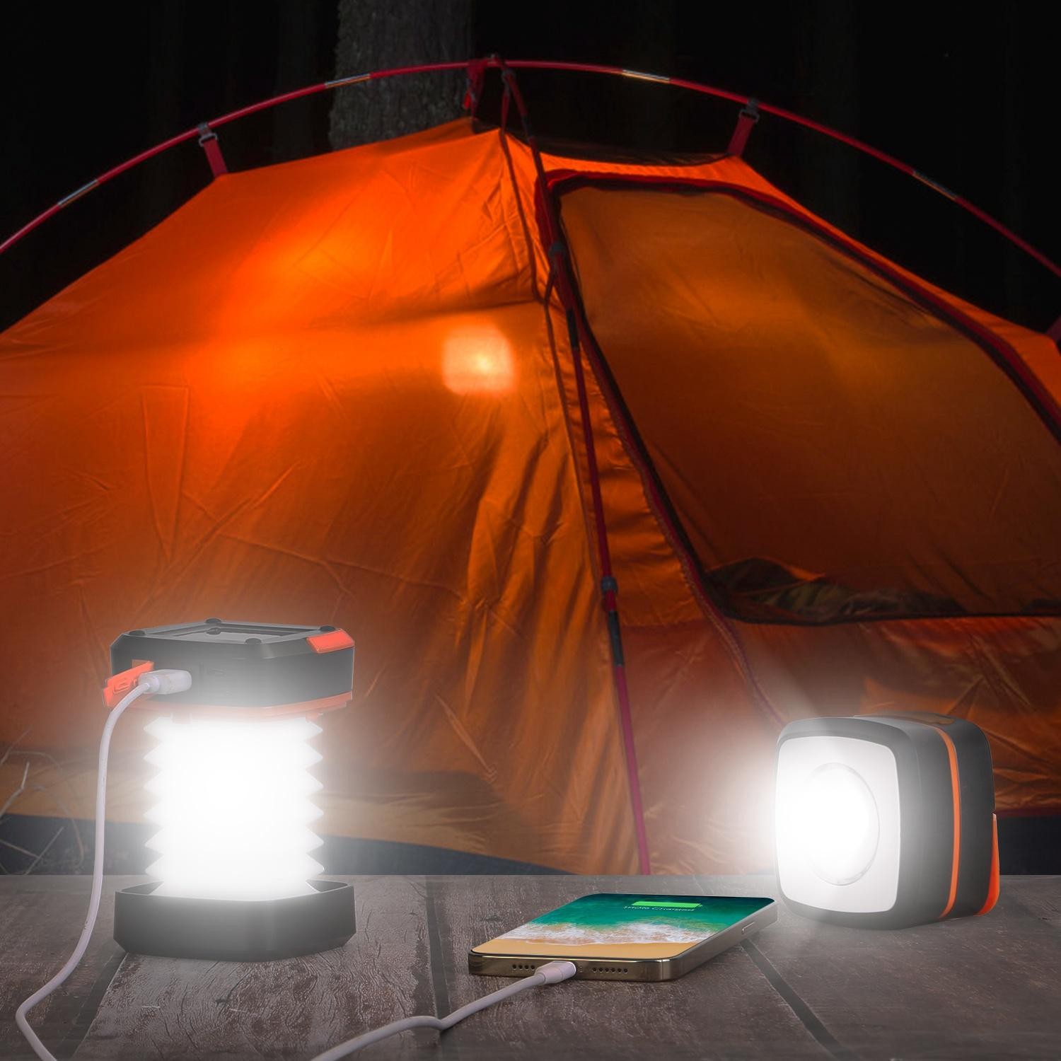 Solar Camping Lantern LED Collapsible Tent Lamp USB Rechargeable Emergency Light