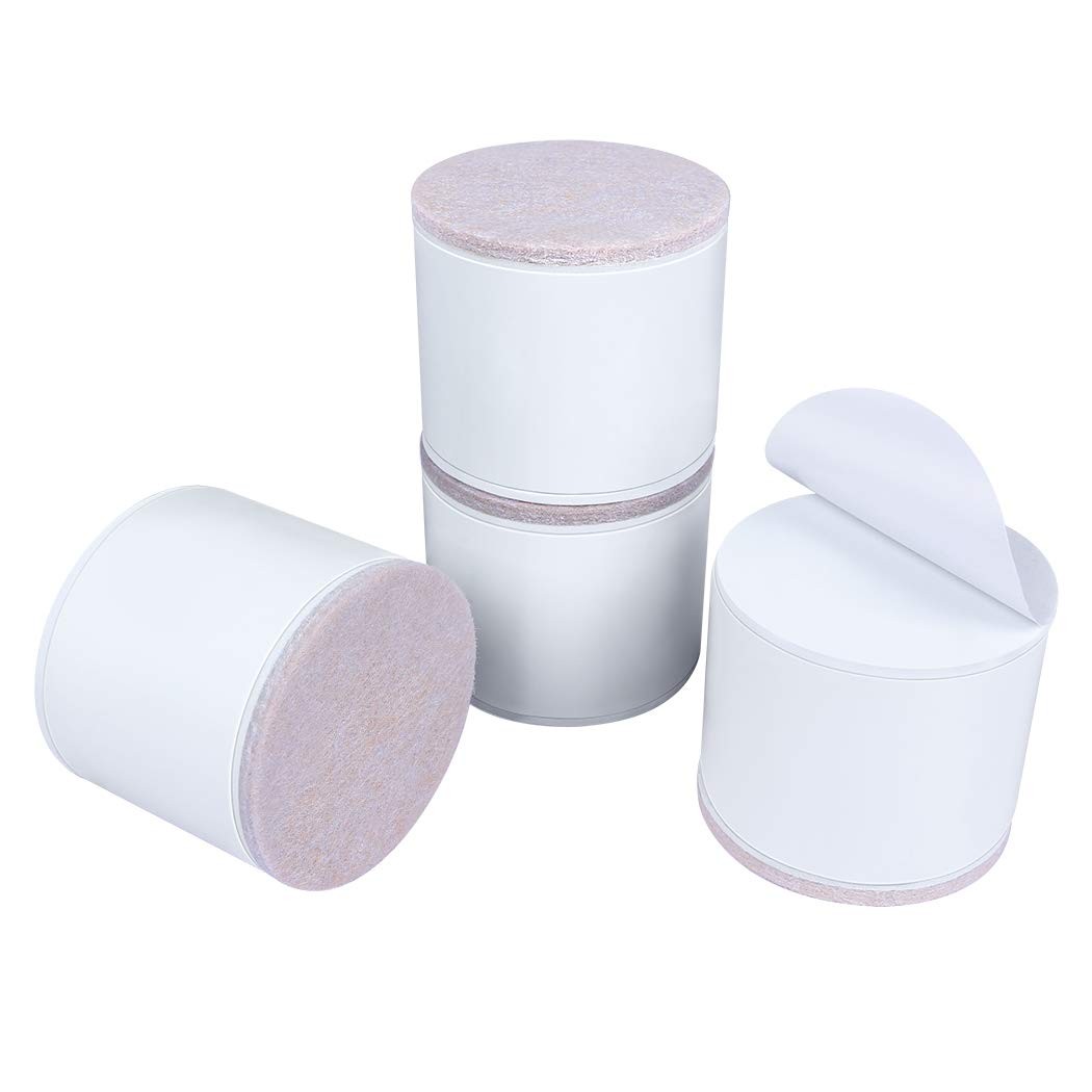4 Pack White 2" Heavy Round Chair Sofa Couch Tables Bed Furniture Risers