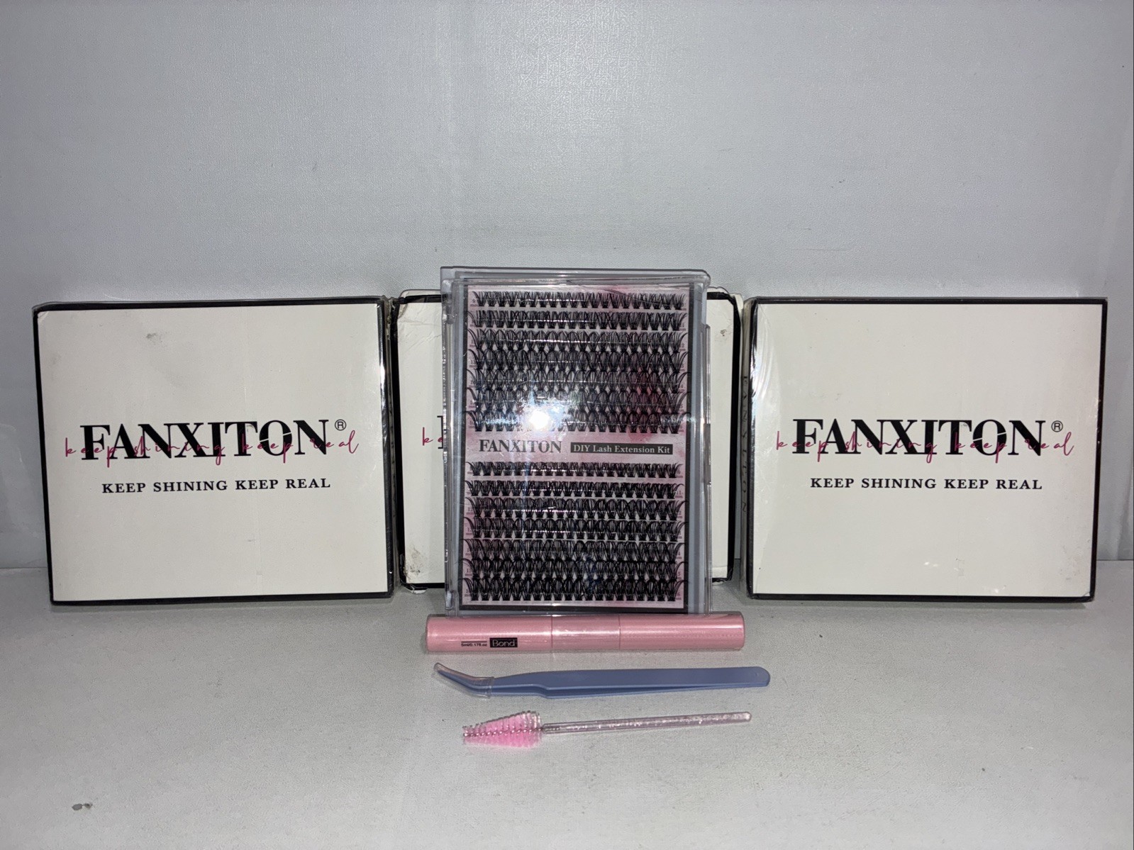Lot Of 3-Fanxiton DIY Lash Extension Kit 11-32B Tweezers Bond Seal Synthetic