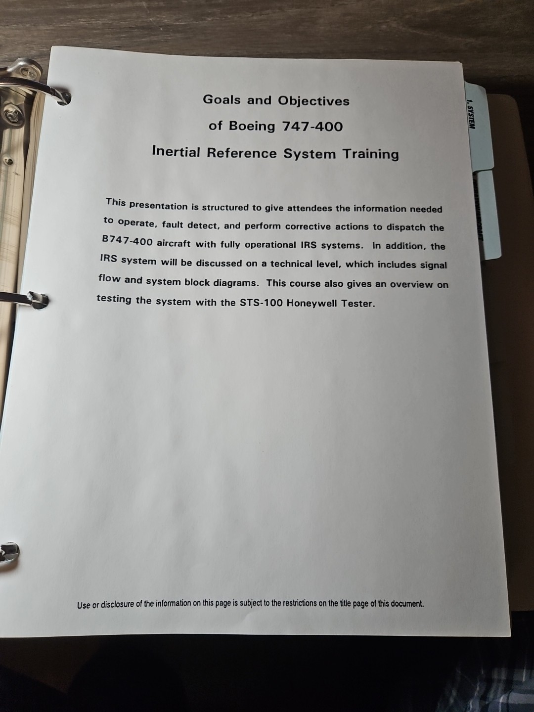 Boeing 747-400 Inertial Reference System