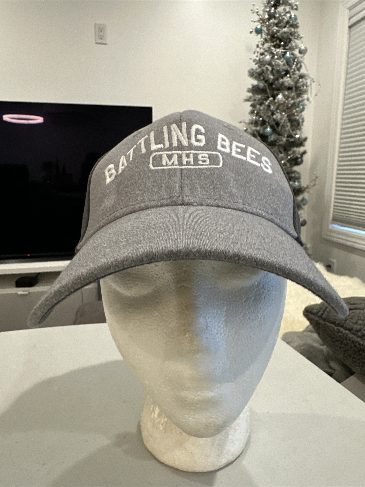 Battling Bees MHS Gray Heather bill front Dark gray back Hook Loop