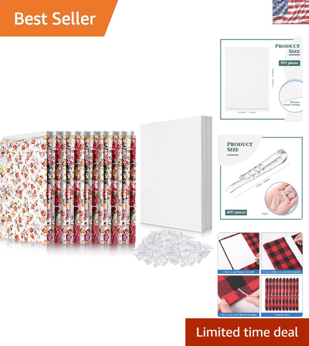 Effortless Fabric Folding Kit: 100 Comic Boards and Clear Clips for Neat Storage