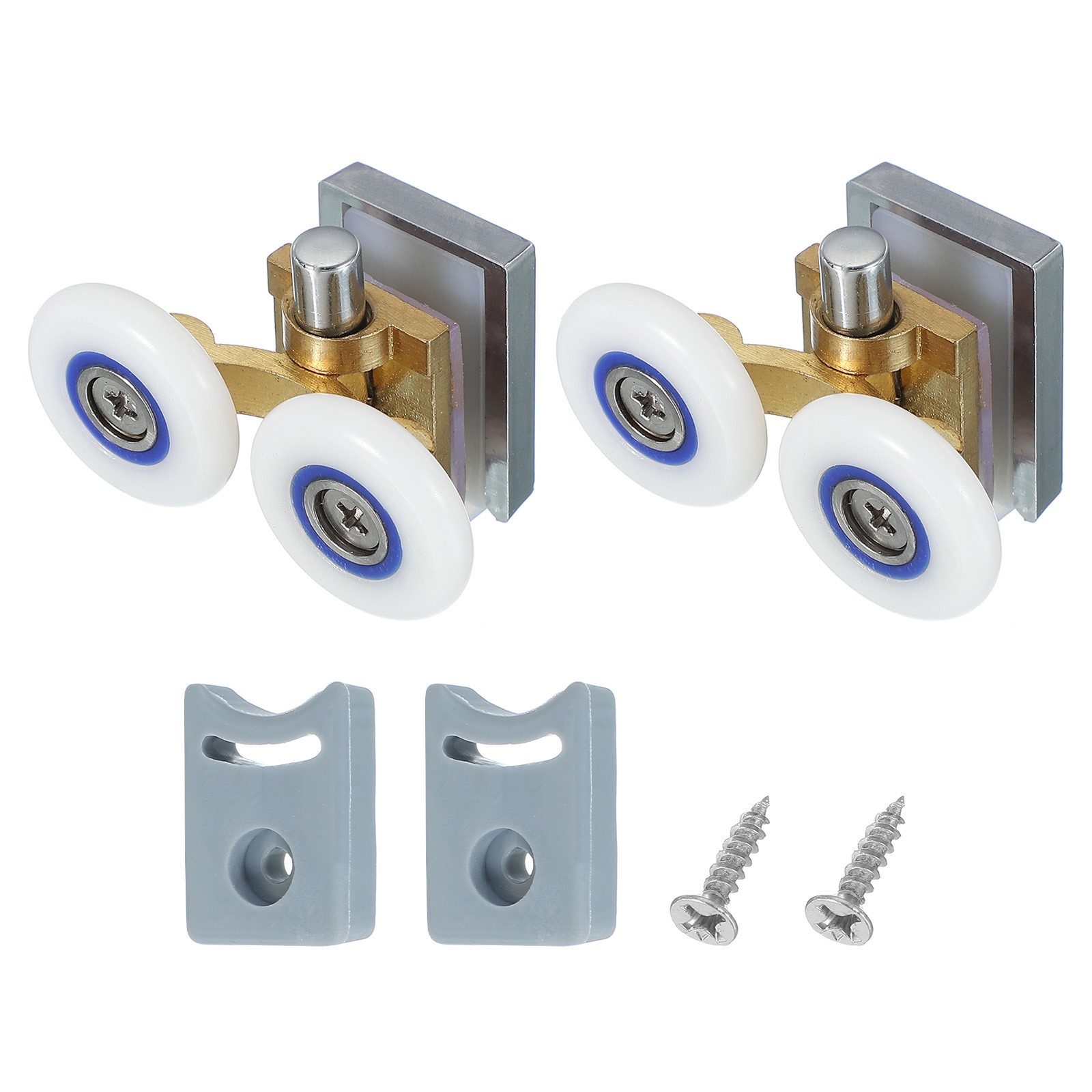 2 Pcs 26mm Double Shower Door Rollers Copper Bottom Wheels Copper Tone