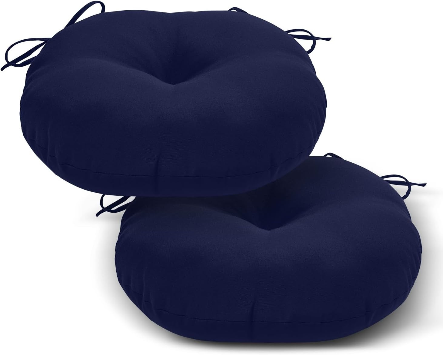 Outdoor Bistro Chair Cushions Set of 2, Waterproof 15 inch Round Seat Navy Blue