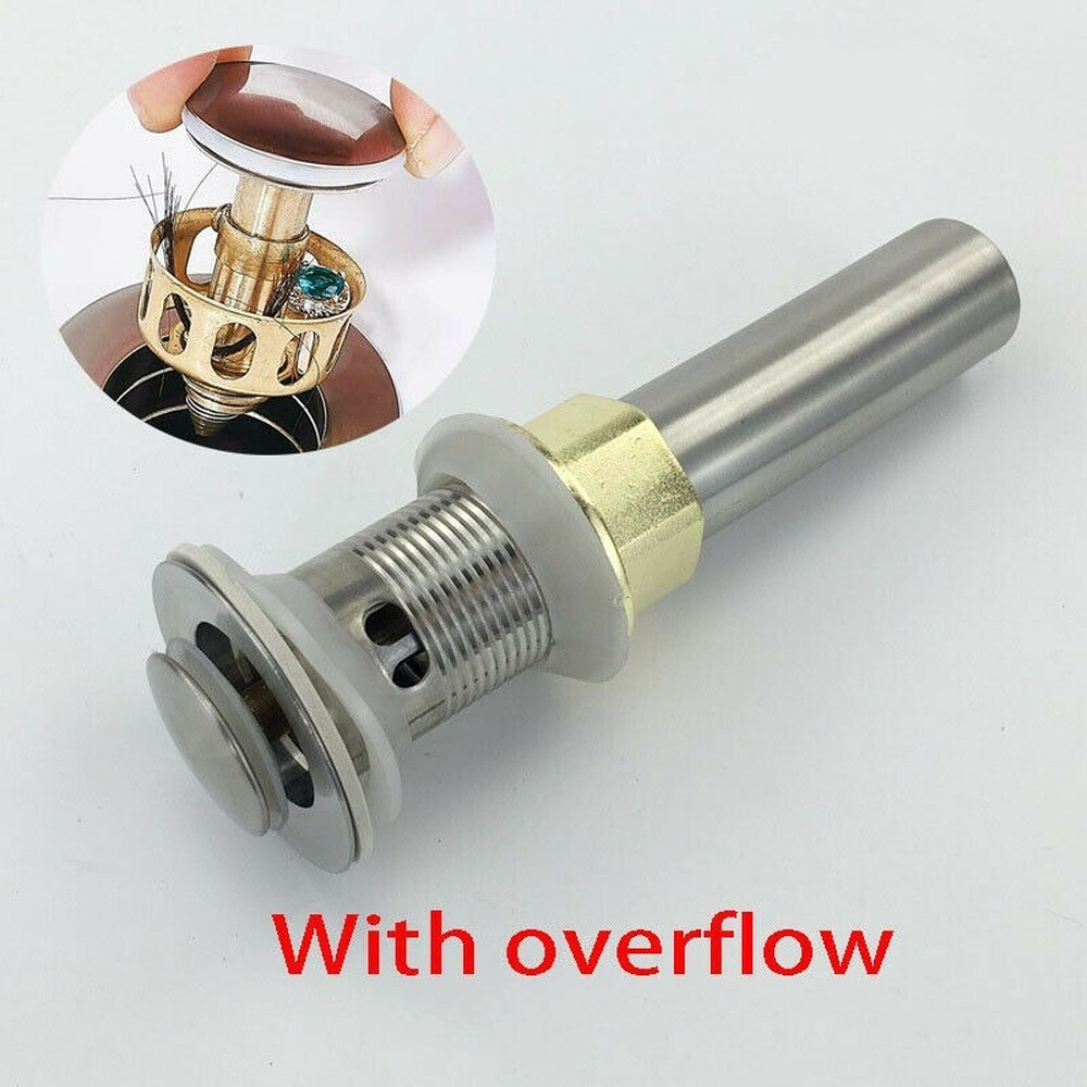 Bathroom Sink Drain with Overflow Vanity Pop Up Drain Stopper Assembly Vessel