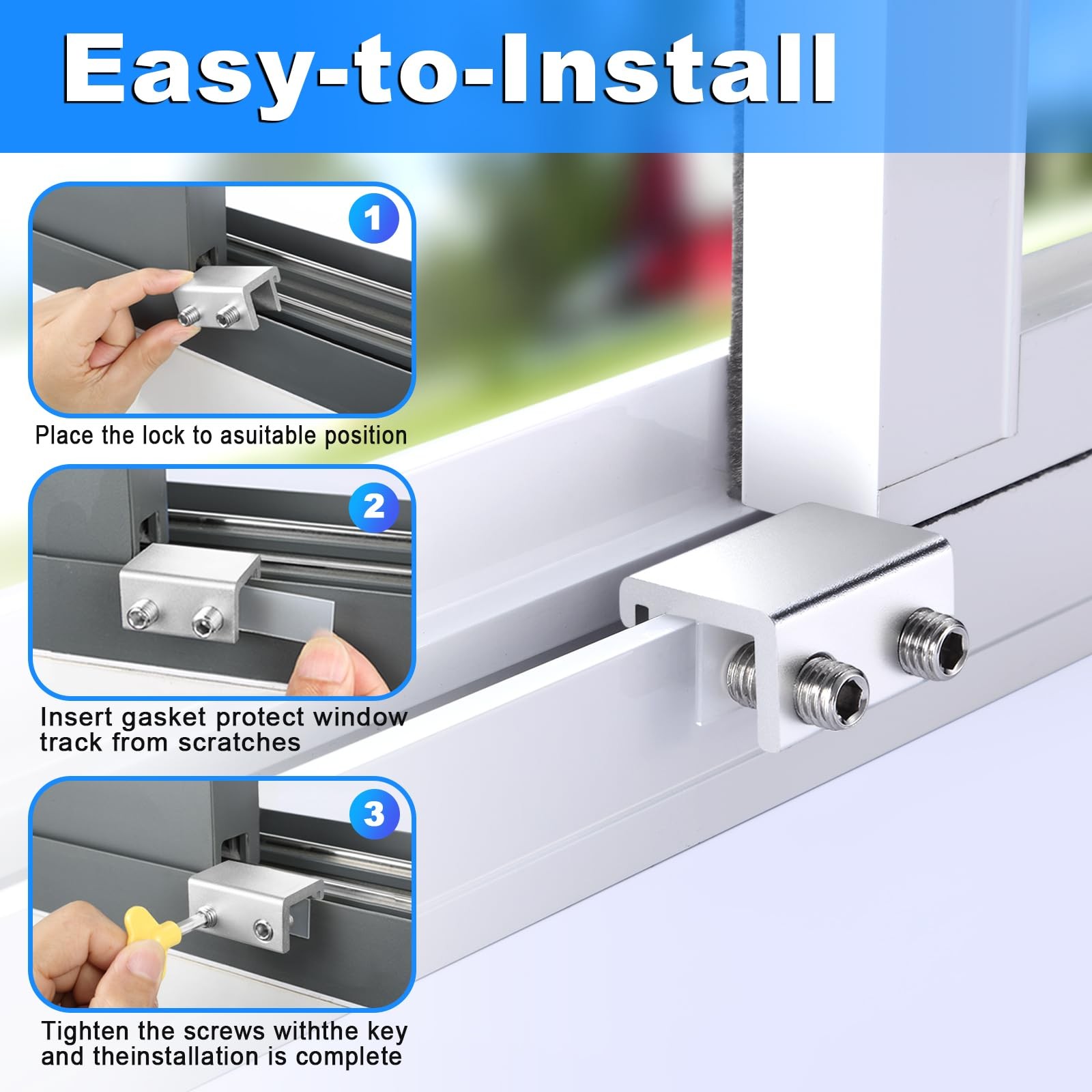 Sliding Window Locks 2 Sets Window Locks for Up and Down Windows and Horizont