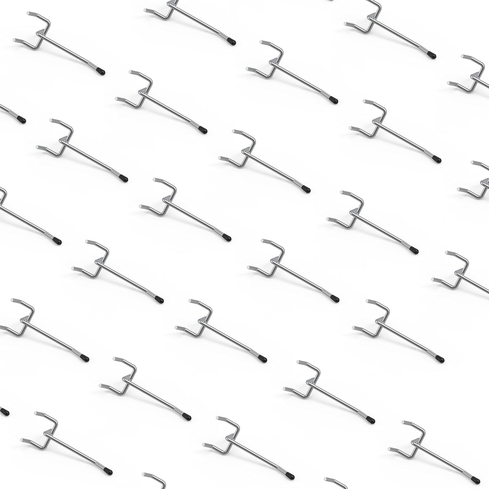50 Pack 2 Inch Silver Pegboard Hooks with Rubber Tips