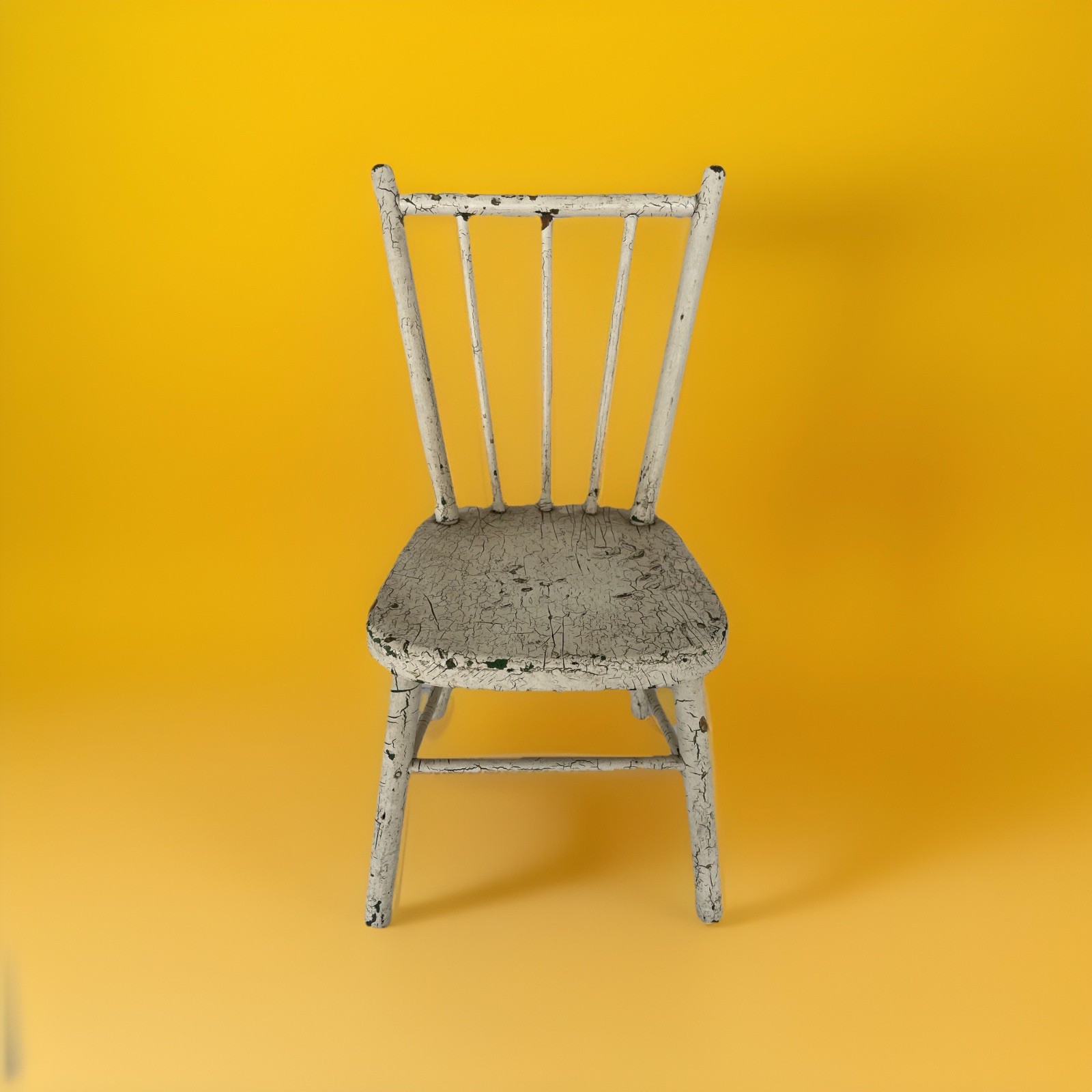 Vintage Chippy Painted Child’s Wood Spindle Back Chair 19” Shabby Crackled