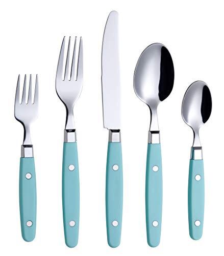 Silverware Set 20 Pieces Stainless Steel Cutlery Color Handle With Rivet/retro F