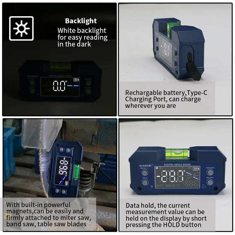 Dual Axis High Precision Level Gauge Digital Angle Meter With Wireless Optional