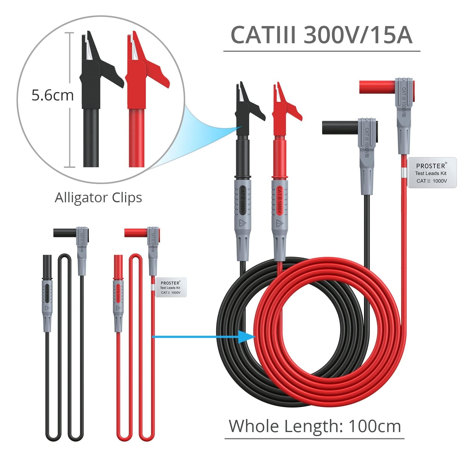 Proster 24pc Multimeter Test Lead Kit - Probes Alligator Clips 1000V | Replac...