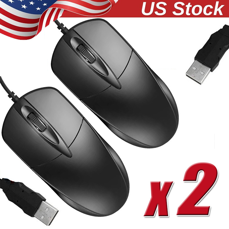 USB 2.0 Optical Wired Scroll Wheel Mouse PC Laptop Notebook Desktop Black Mice
