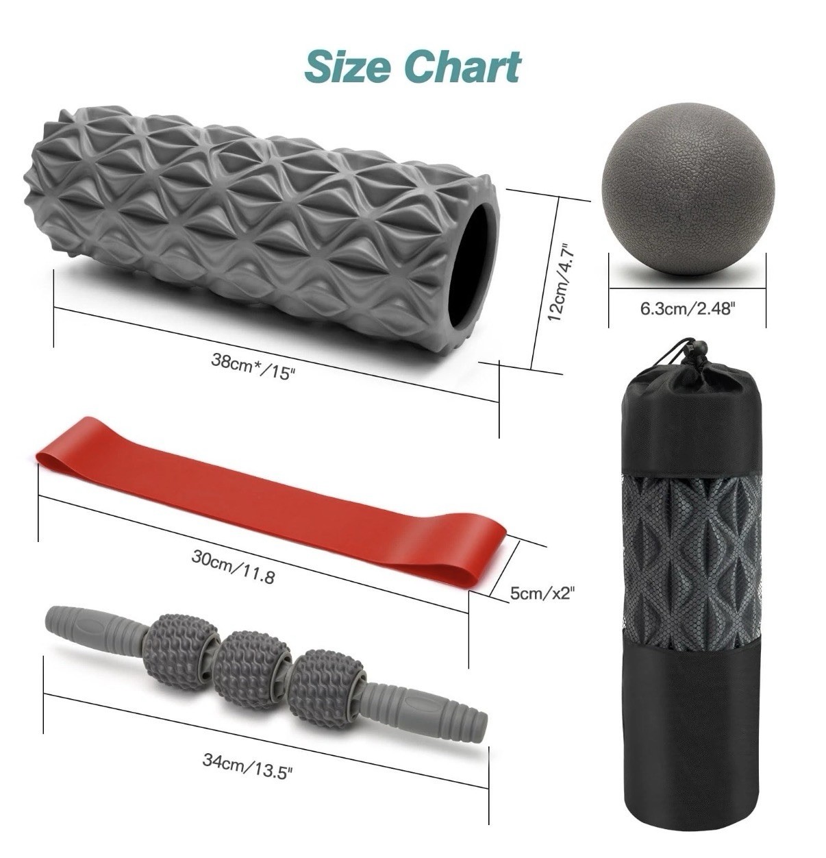 5 in 1 Foam Roller Set - Trigger Point Foam Back Roller, Muscle Roller Stick,...
