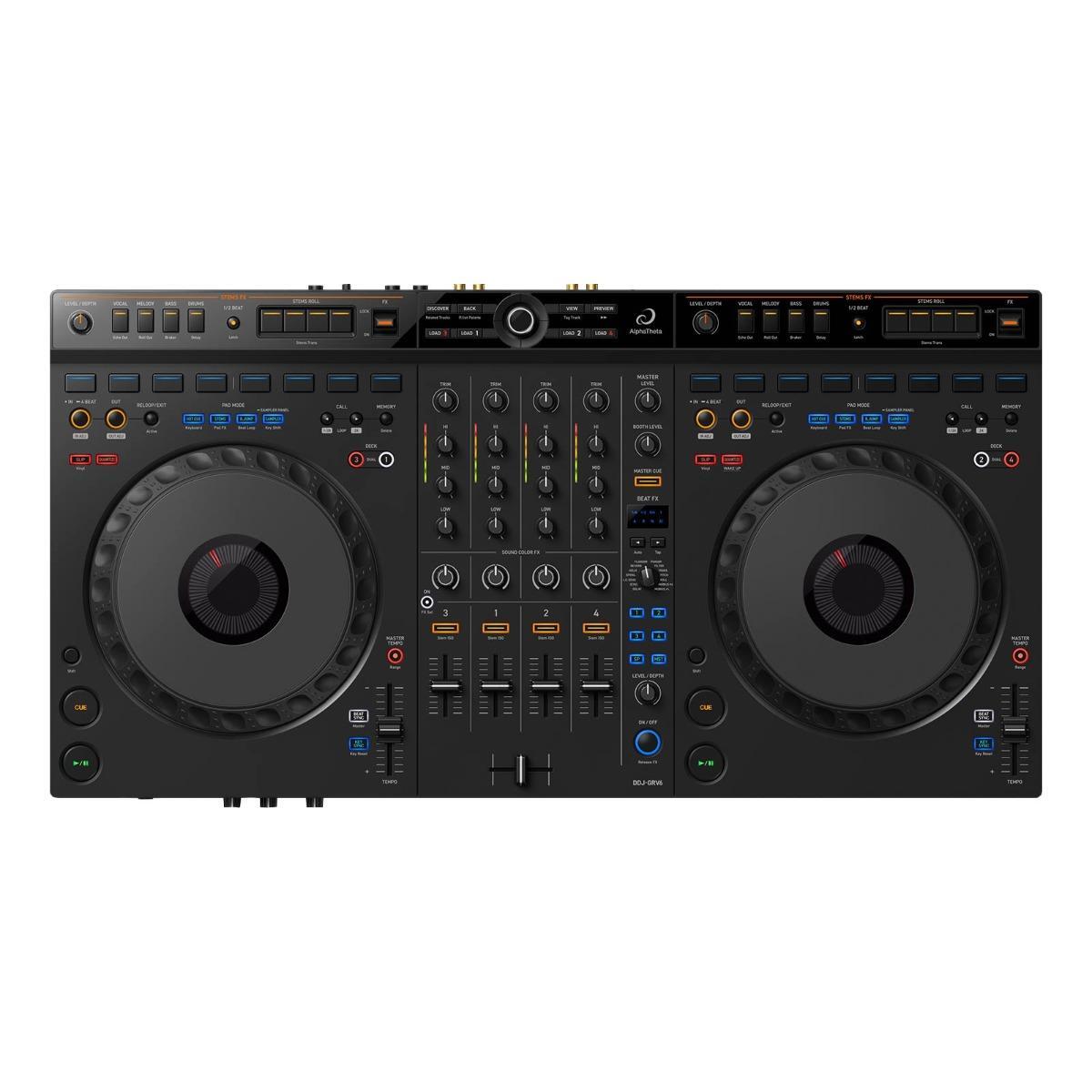 AlphaTheta DDJ-GRV6 4-Channel Stem Rekordbox Serato DJ Controller, Road Case