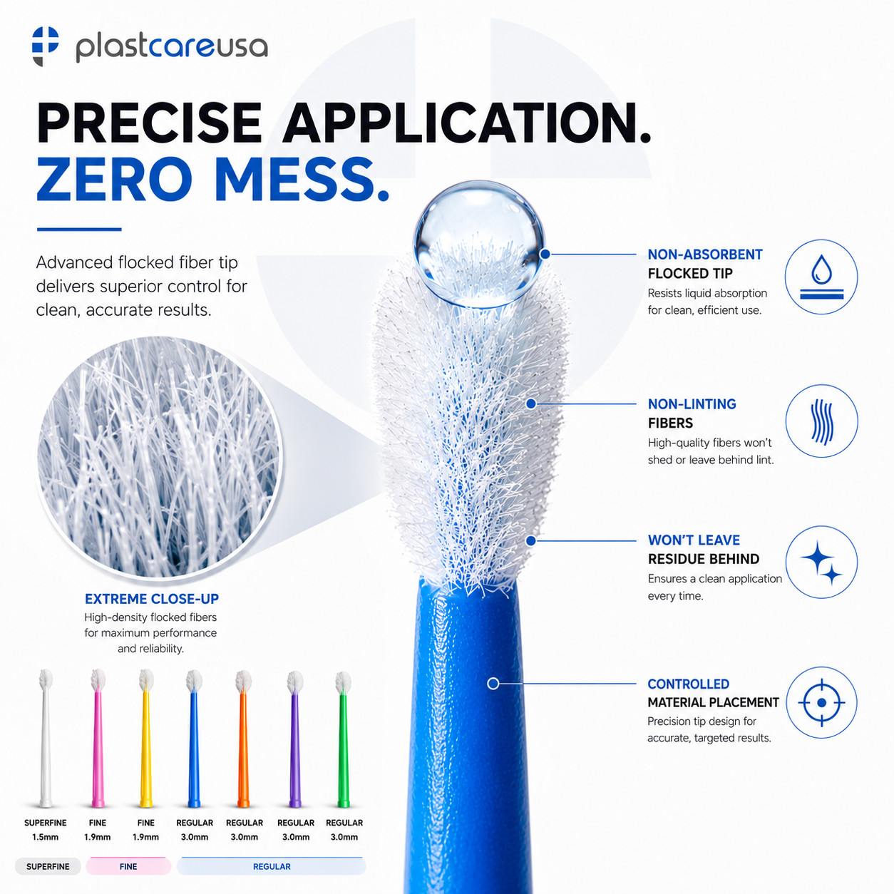 Micro Applicator Brushes 400 Regular 3.0mm Dental Bendable Disposable Blue