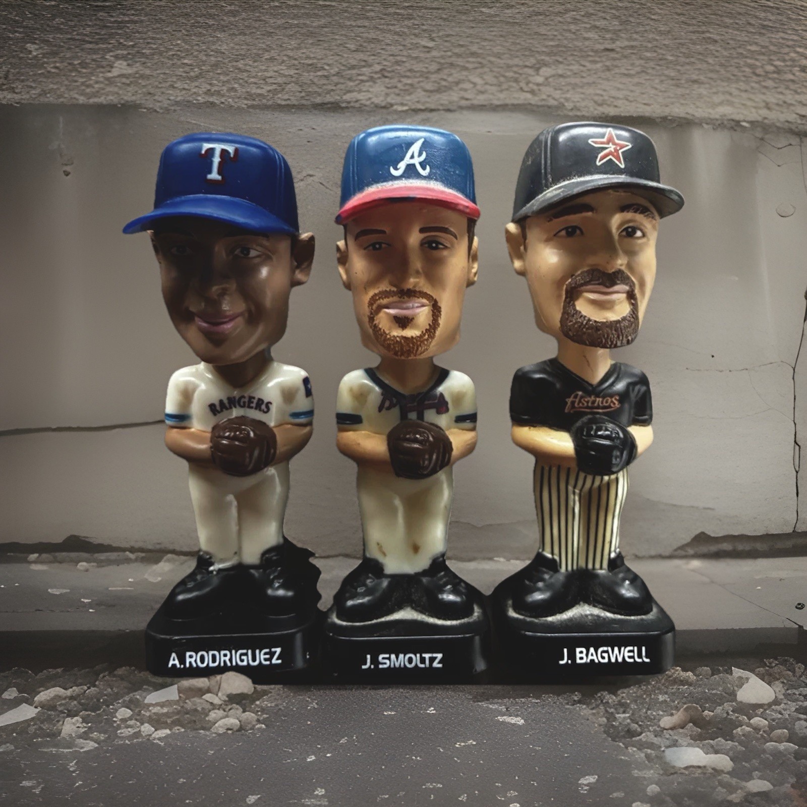 Post Cereal MLB Mini Bobbleheads 3” Tall 2002 / A-Rod - Smoltz - Bagwell