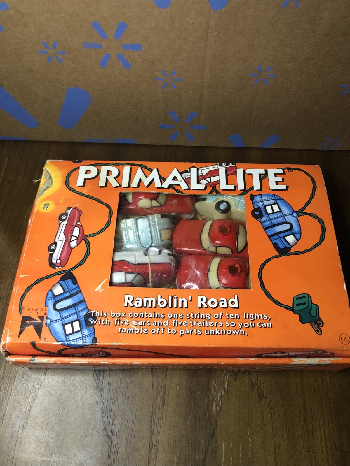 Vintage Primal Lite Ramblin' Road Lights Red Cars and Airstream Campers In Box