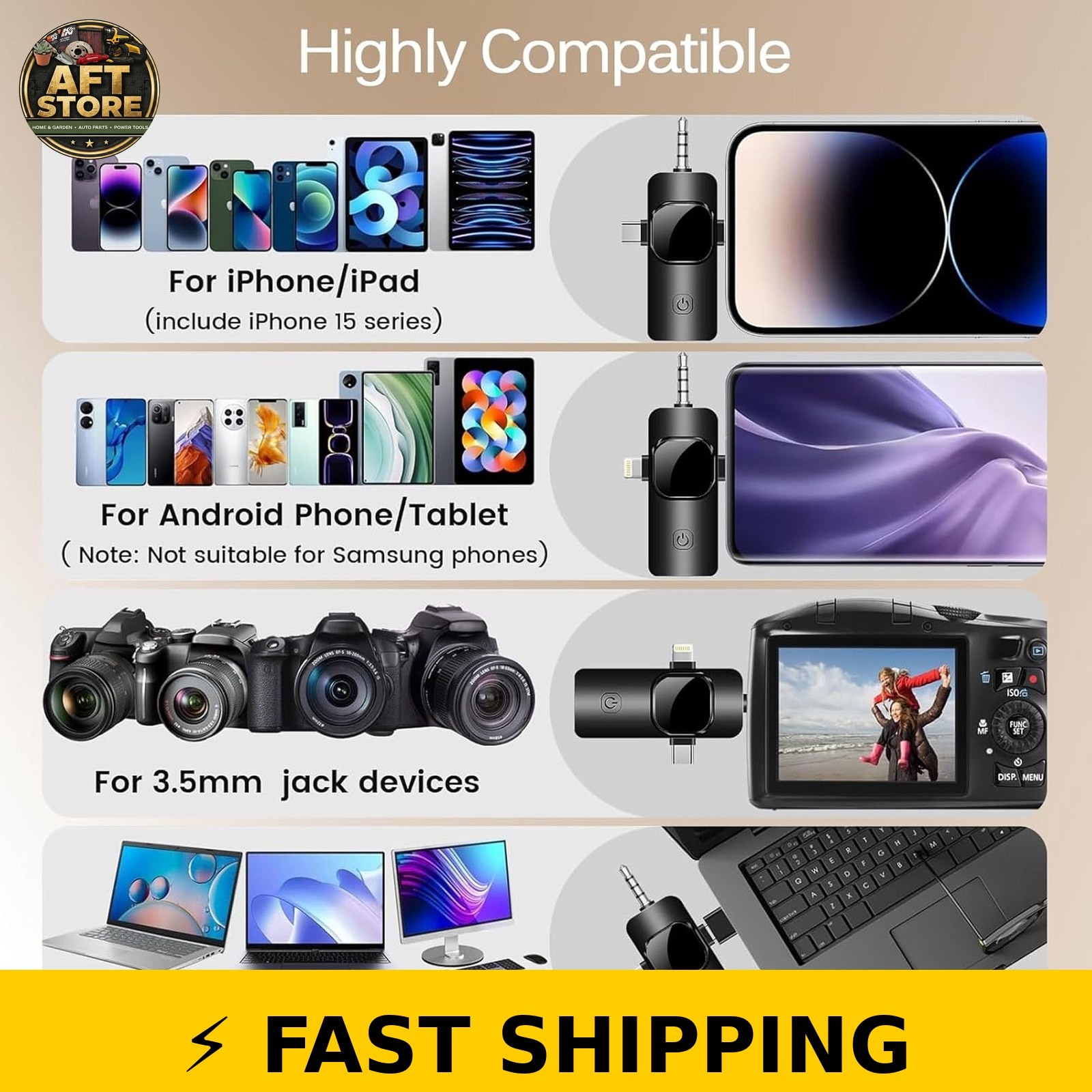 Wireless Lavalier Microphone for iPhone/iPad - Noise Reduction