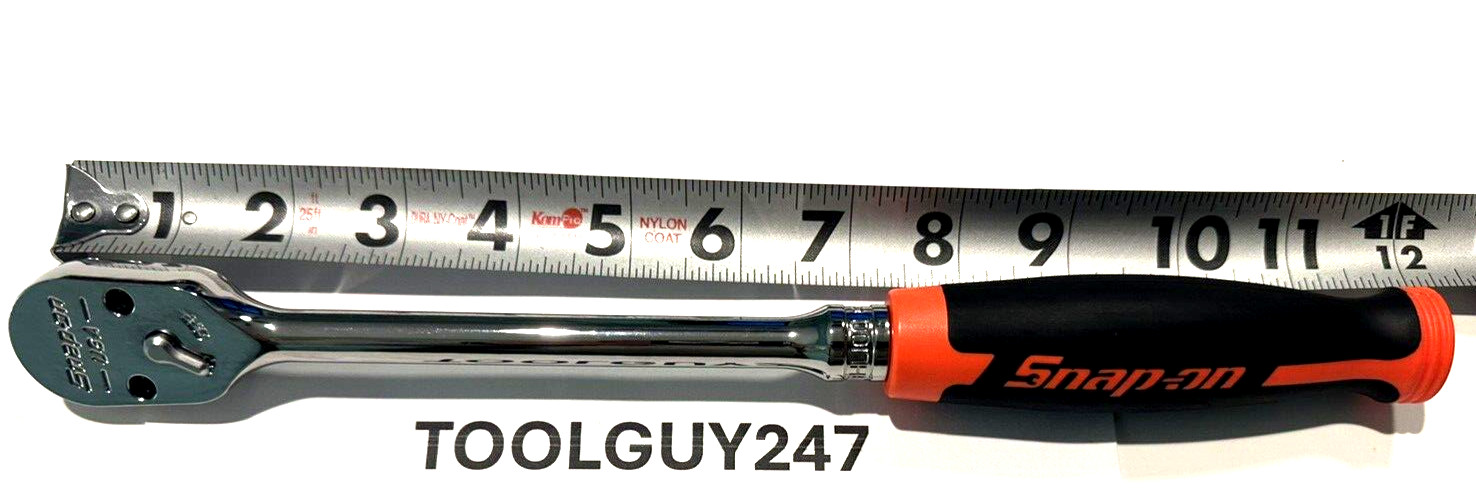 SNAP ON TOOLS FHL100 O 3/8" Drive 100 Tooth ORANGE  Soft Grip Long Ratchet NEW+