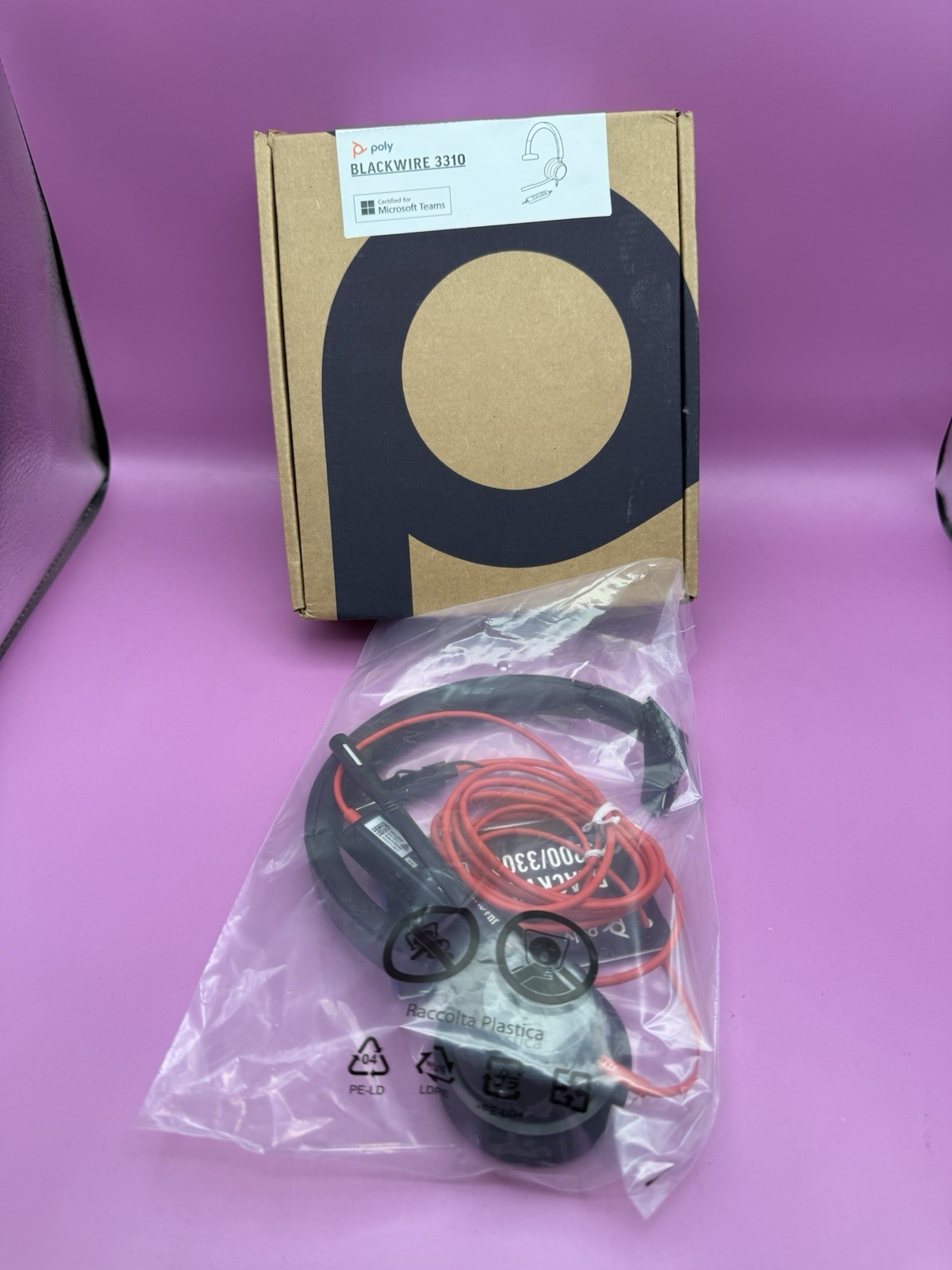 NEW Poly Blackwire 3310 Microsoft Teams USB-C Headset +USB-C/A