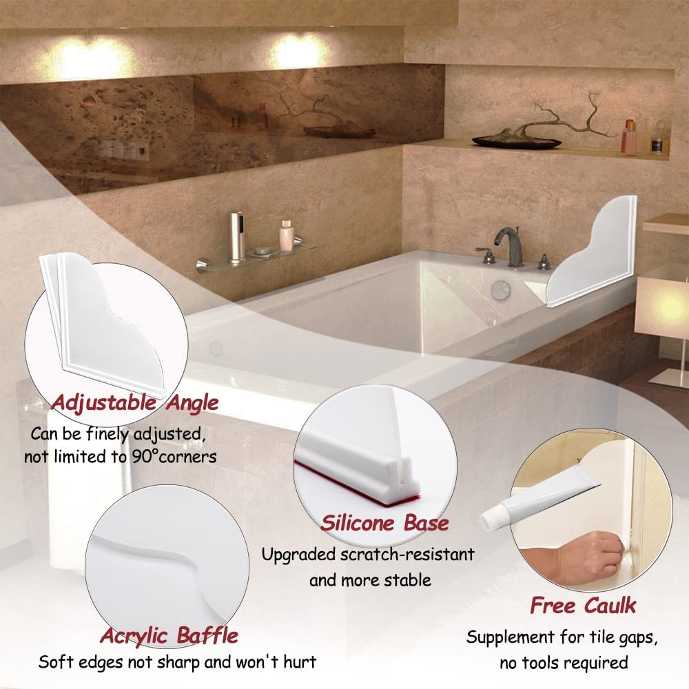 Waterproof Shower Splash Guard Kit - Large Self-Adhesive Corner Guards, 2 Pack
