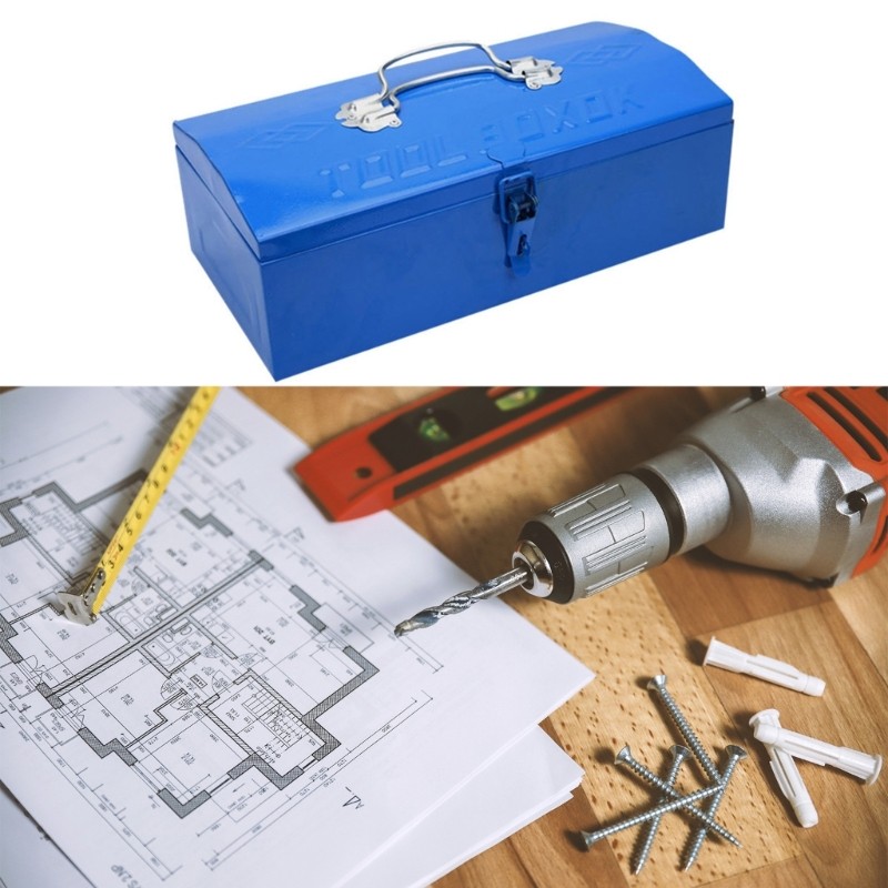 Metal Tool Holder Case Iron Sheet Hard Shell Tool Box for Travel and Daily Use