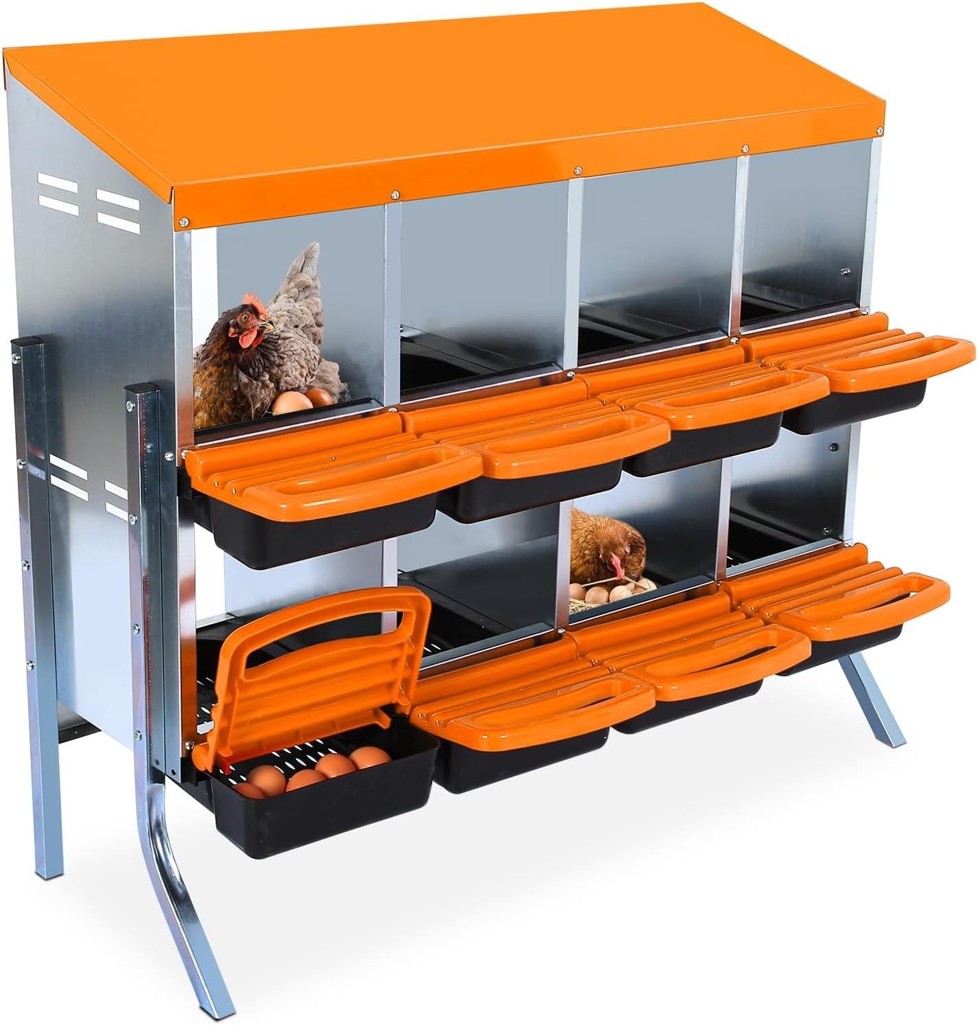 8 Compartments Chicken Nesting Box with Bracket 2 Layer Hens Eggs Laying Boxes