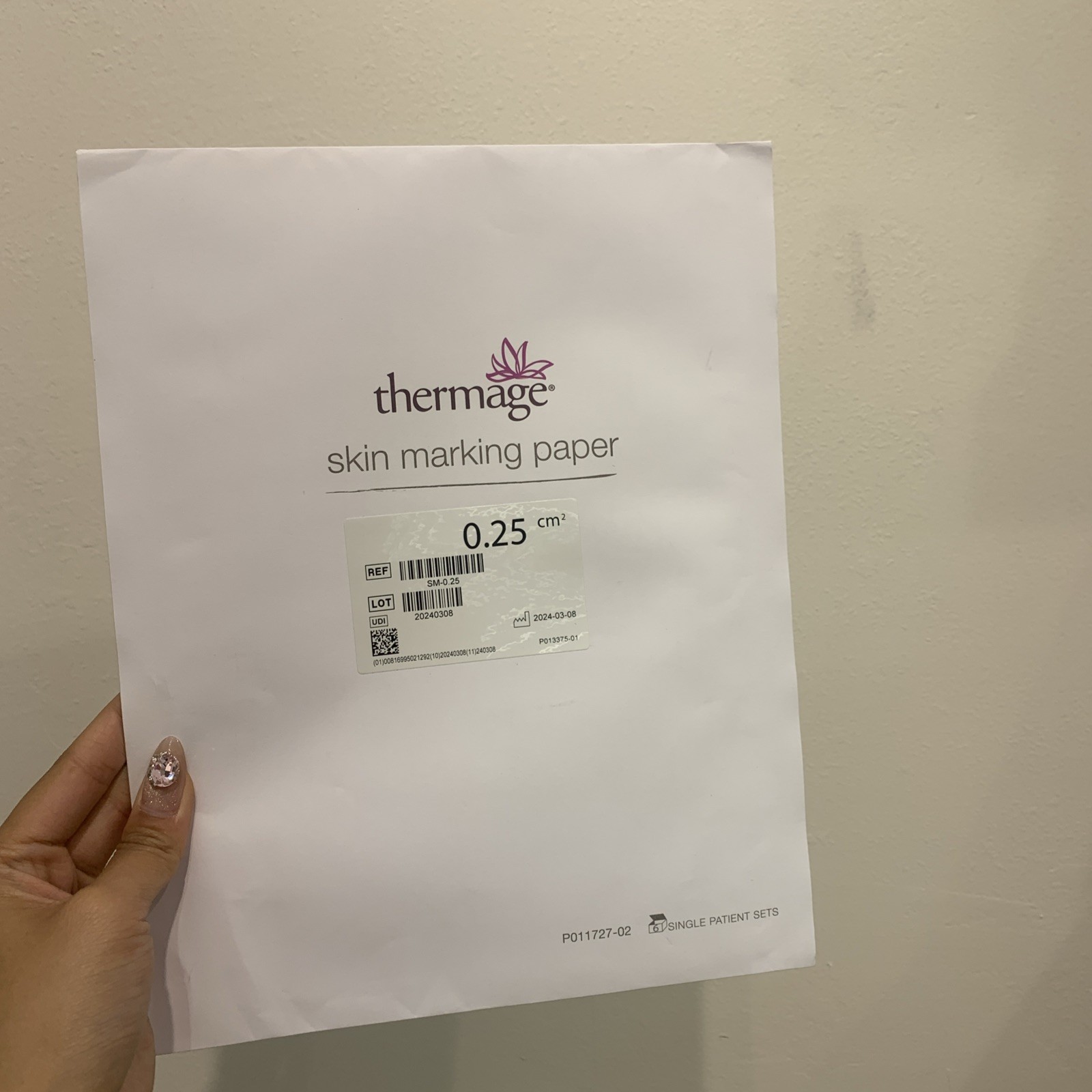 2 pack—Thermage Skin Marking Paper 0.25 Cm² 1 PK/6 Patients