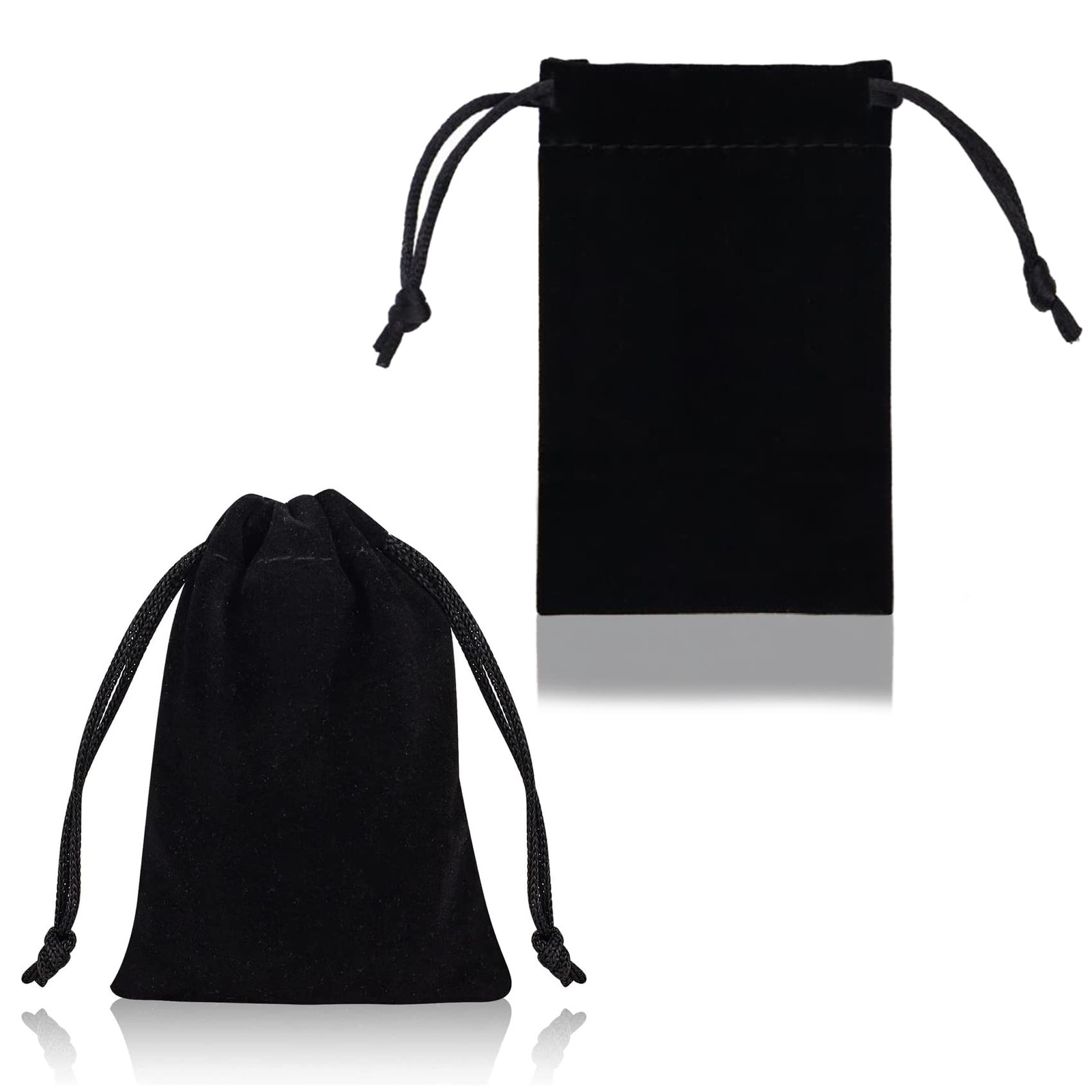 DTOL Velvet Cloth Jewelry Bags, Small Gift Pouches Drawstring Bags 50, Black