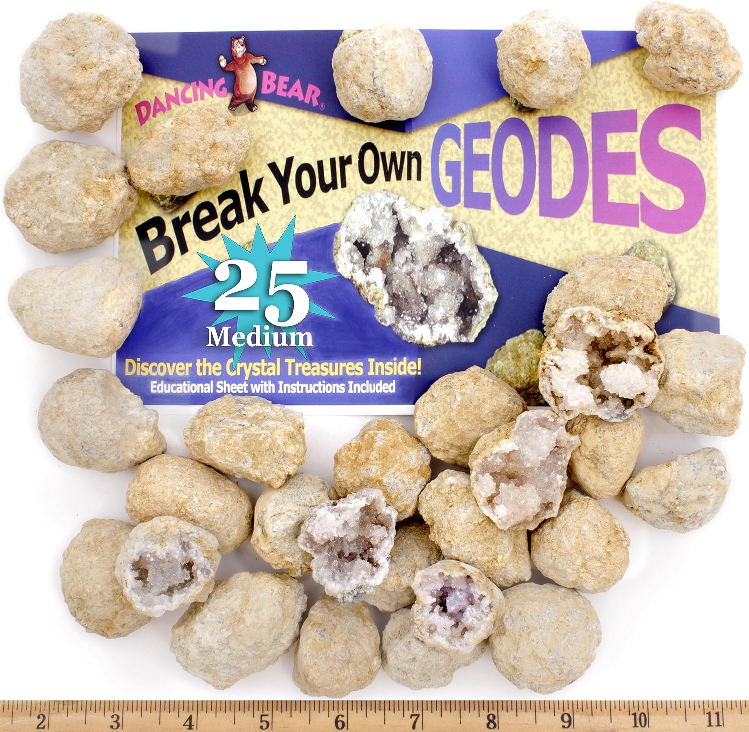 Break Your Own Geodes Kit, Medium 1–1.5", 90% Hollow, Crystal Surprise, Educatio