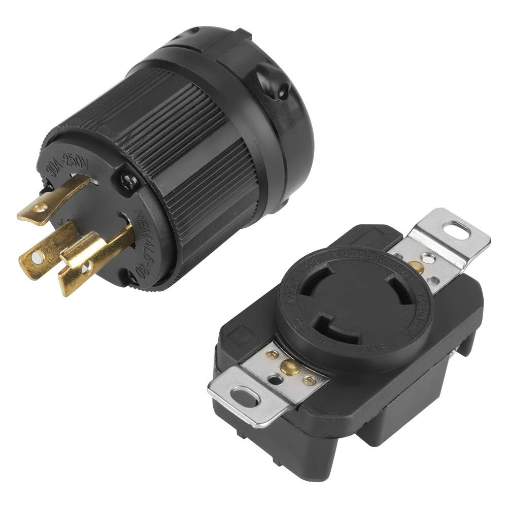 NEMA Male & Female Twist Lock Electrical Plug, L6-30P L6-30R 30A 250V Twist