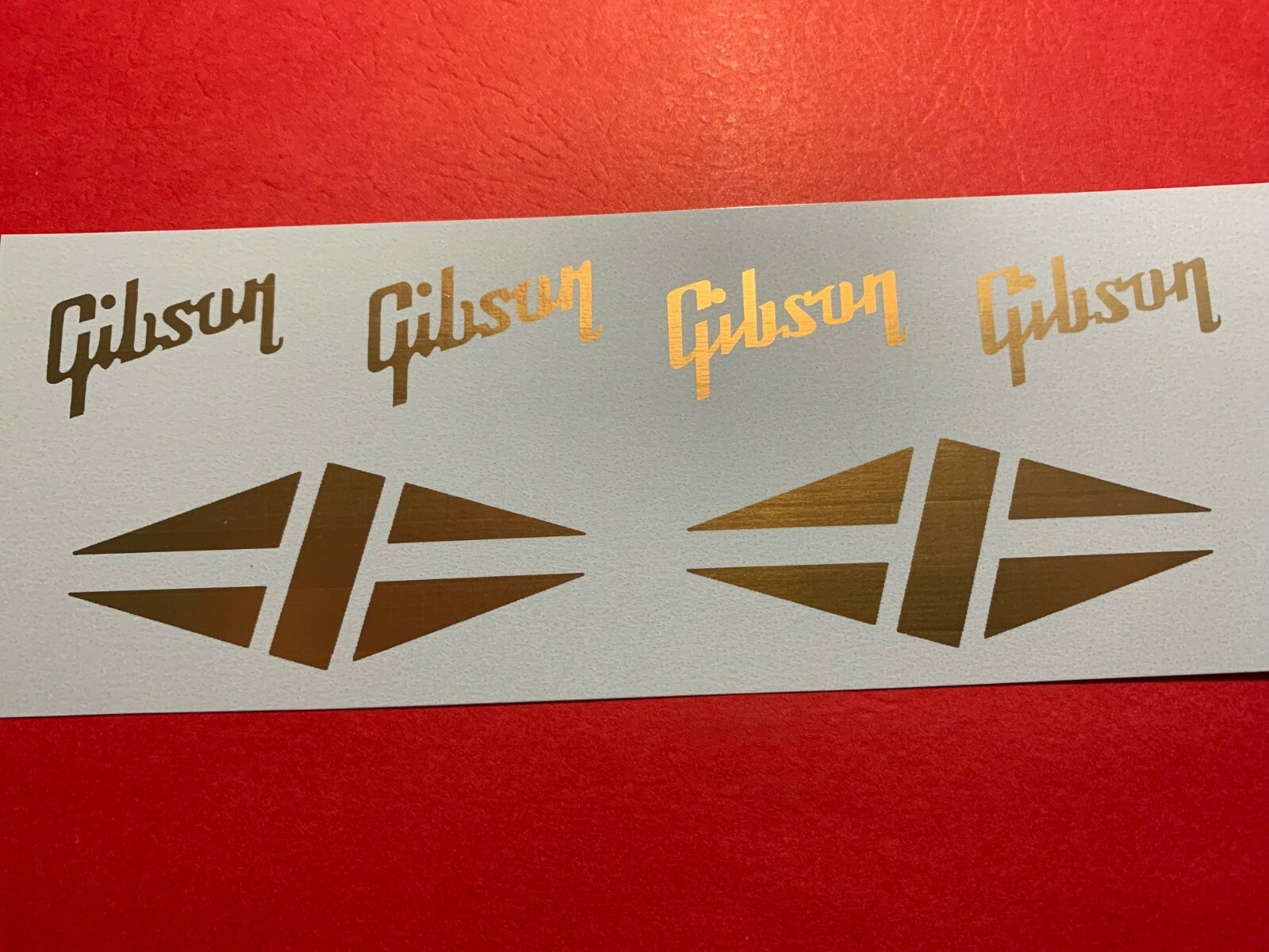 Split Diamond and Gib Headstock Waterslide Decals Gold Metallic 2 per order G3