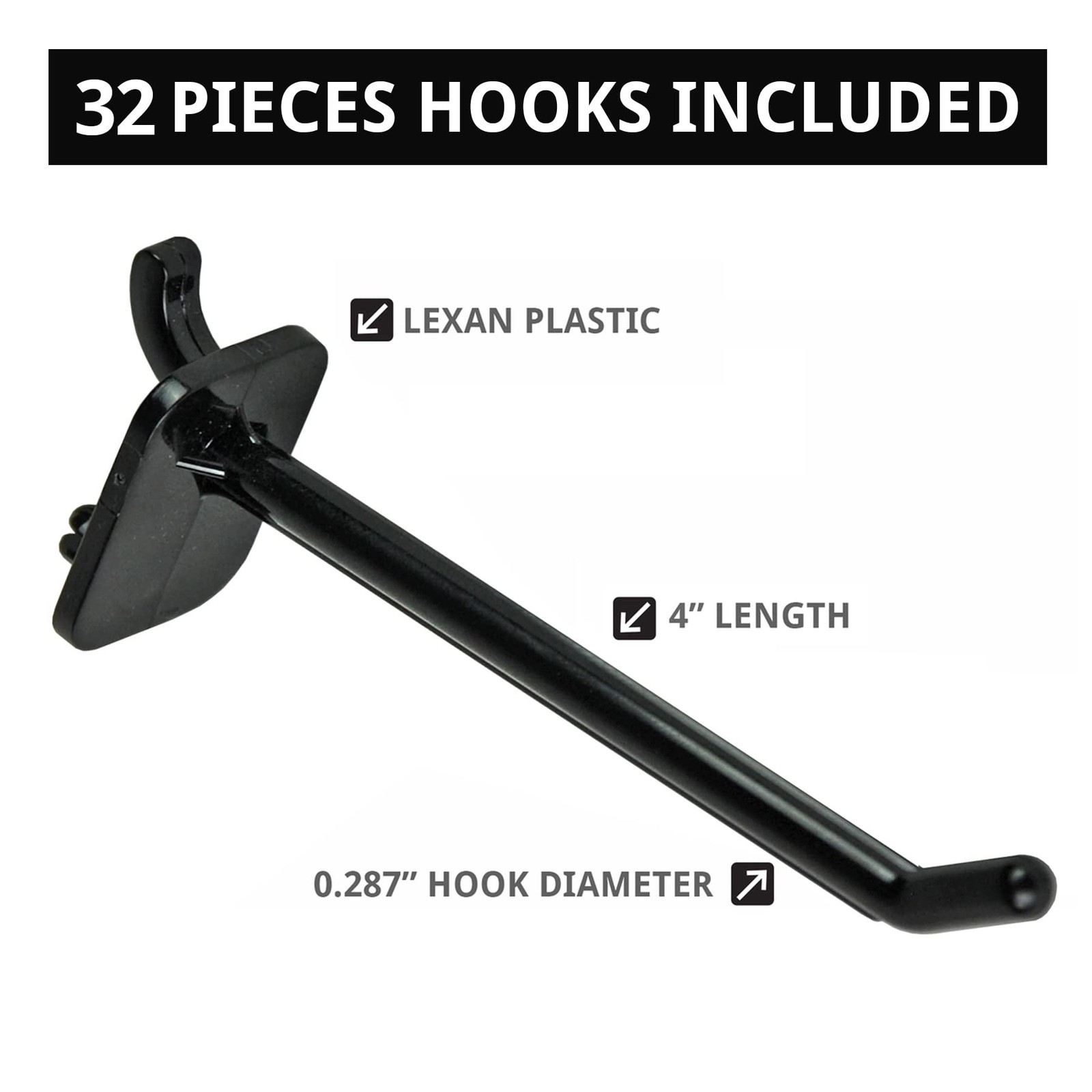 701414-BLK-4B32 Rotating Countertop Display Kit with Peg Hooks Included, Pegb...