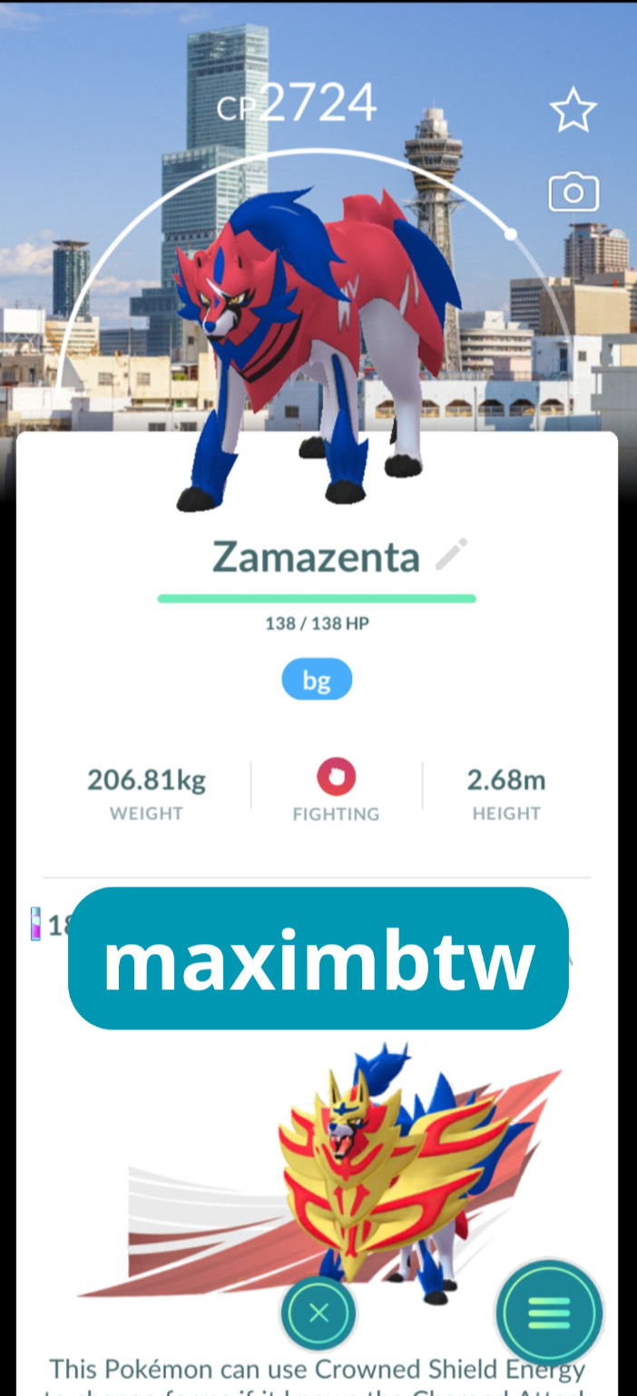 Non shiny Zamazenta background Osaka ✨Pokemon GO✨