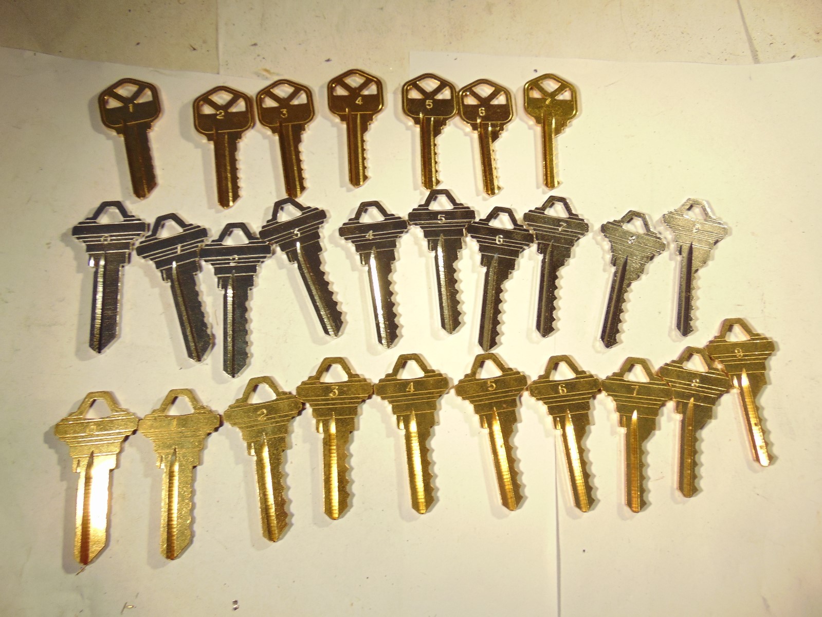 3 - SETS KWIKSET KW1 1 - 7 SCHLAGE SC1 AND SC4 DEPTH  KEYS  0-9        LOCKSMITH