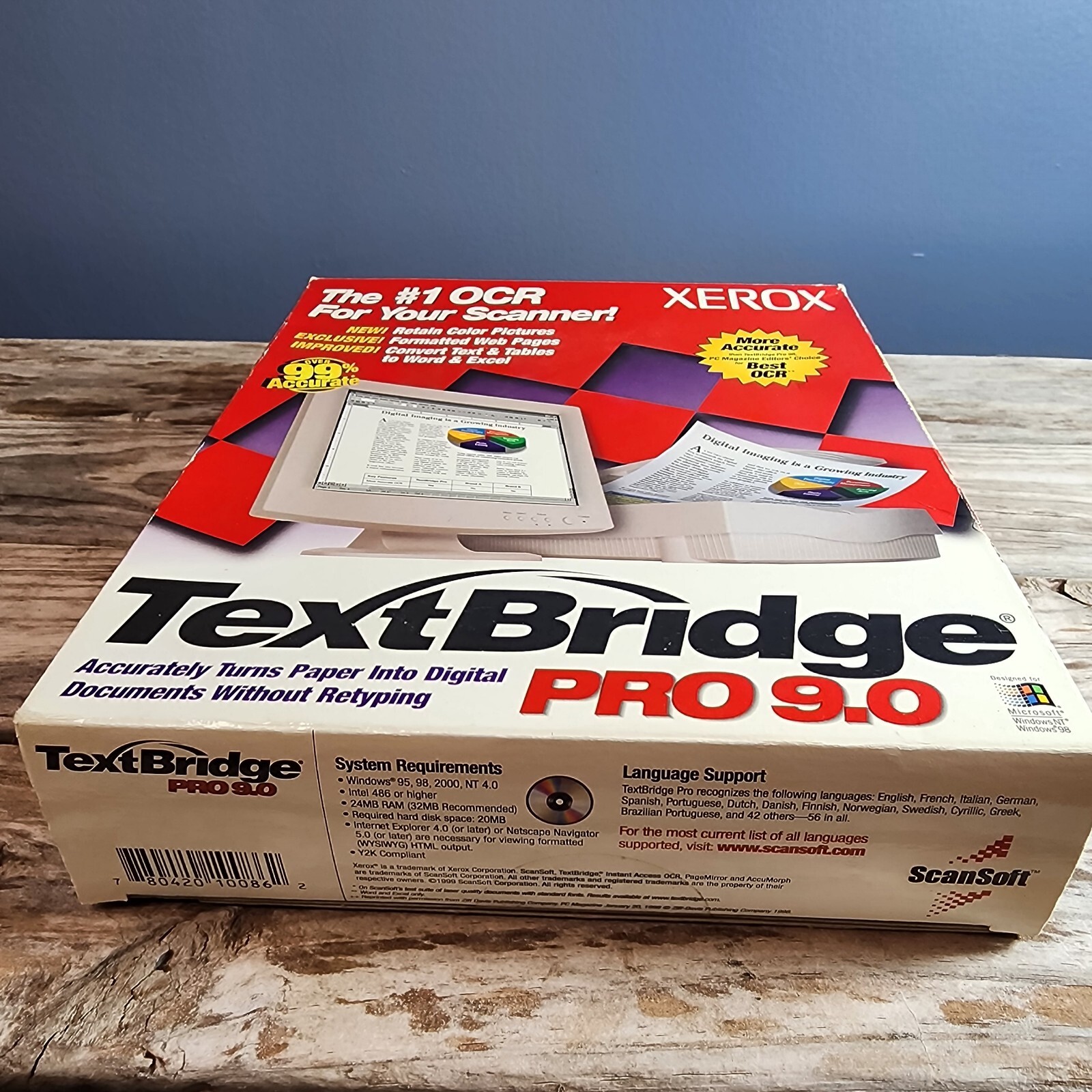 RARE Xerox TextBridge Pro 9.0 OCR Scan Software Microsoft Windows 95/98/2000/NT