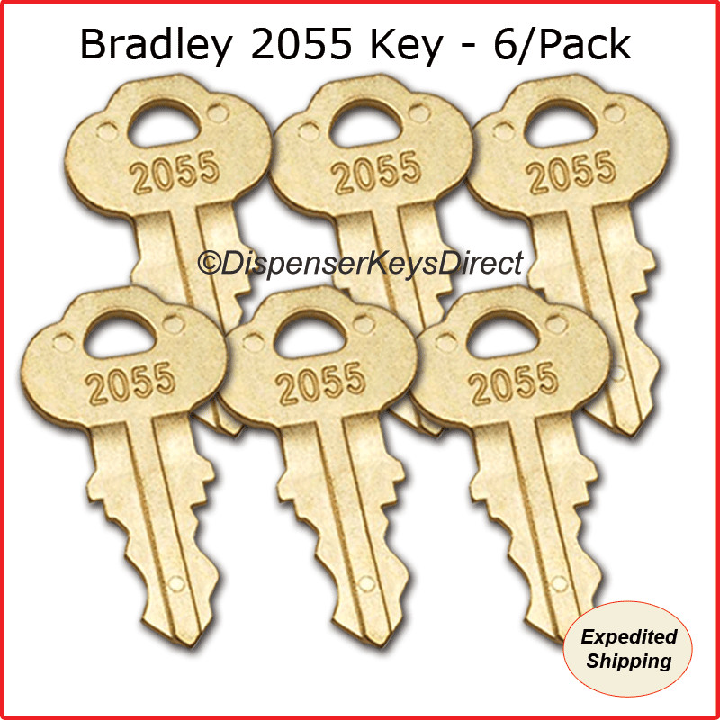 Bradley #2055 Key  - (6/pk.) for Paper Towel, Toilet Tissue & Liquid Soap Disp.