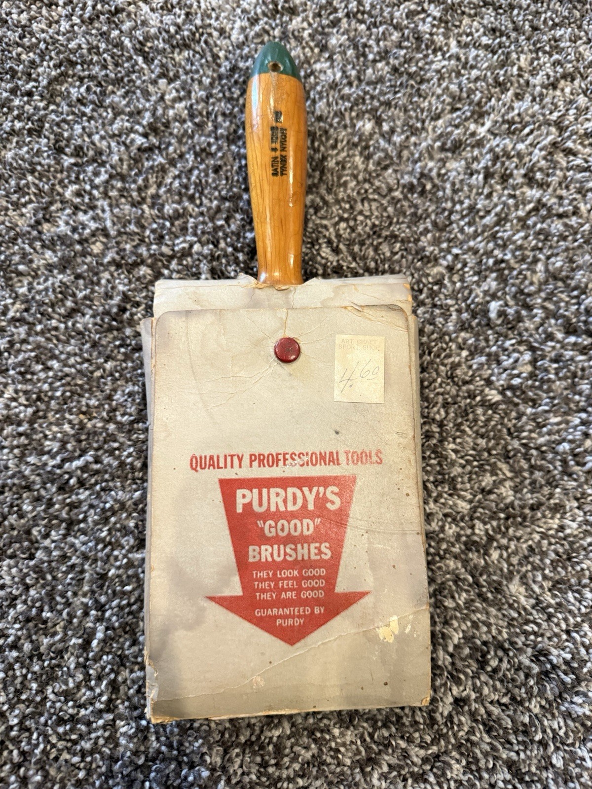 Vintage Purdy Paint Brush Pure Bristle 4in Wood Handle
