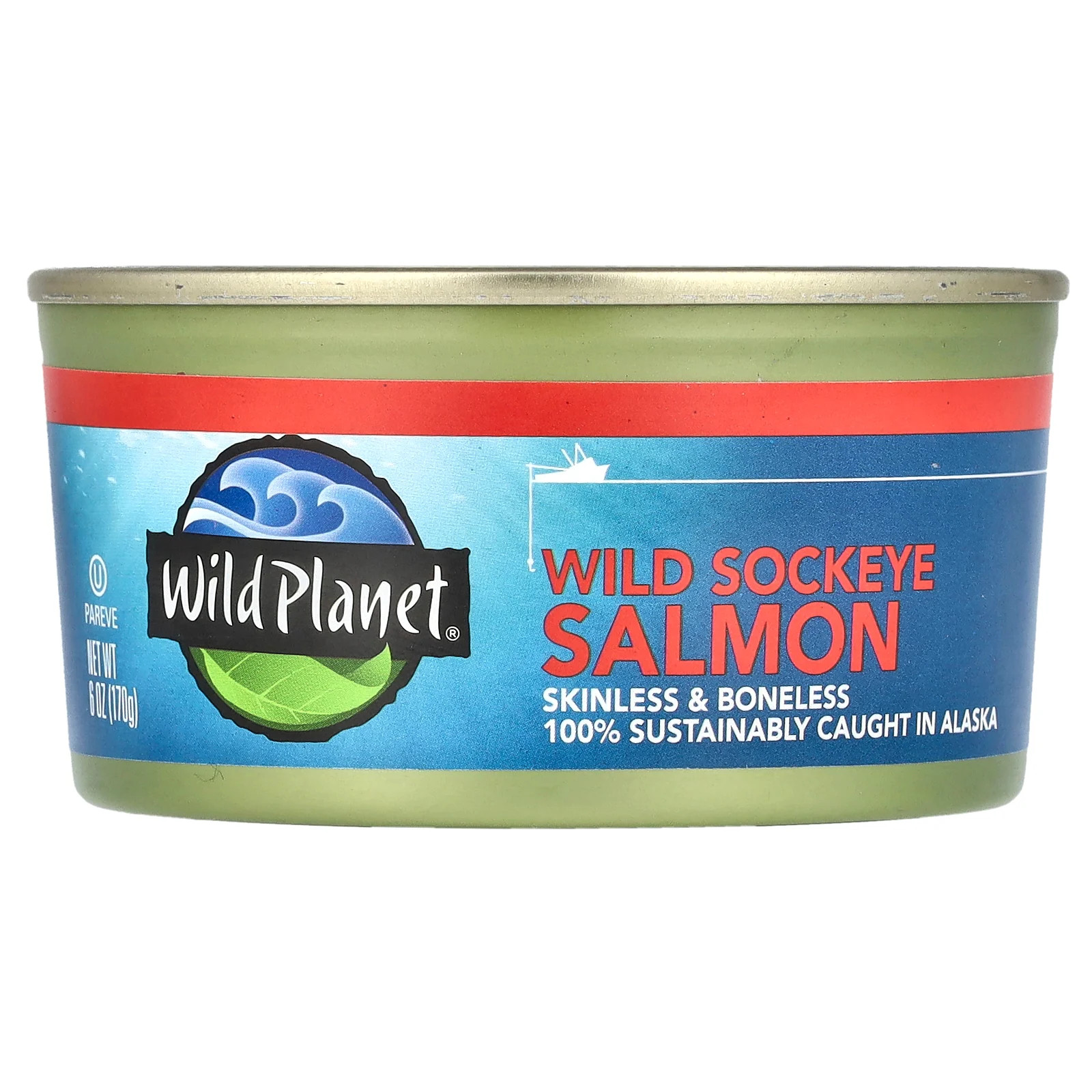 Wild Planet Wild Sockeye Salmon Skinless  Boneless 6 oz 170 g Kosher, Non-GMO