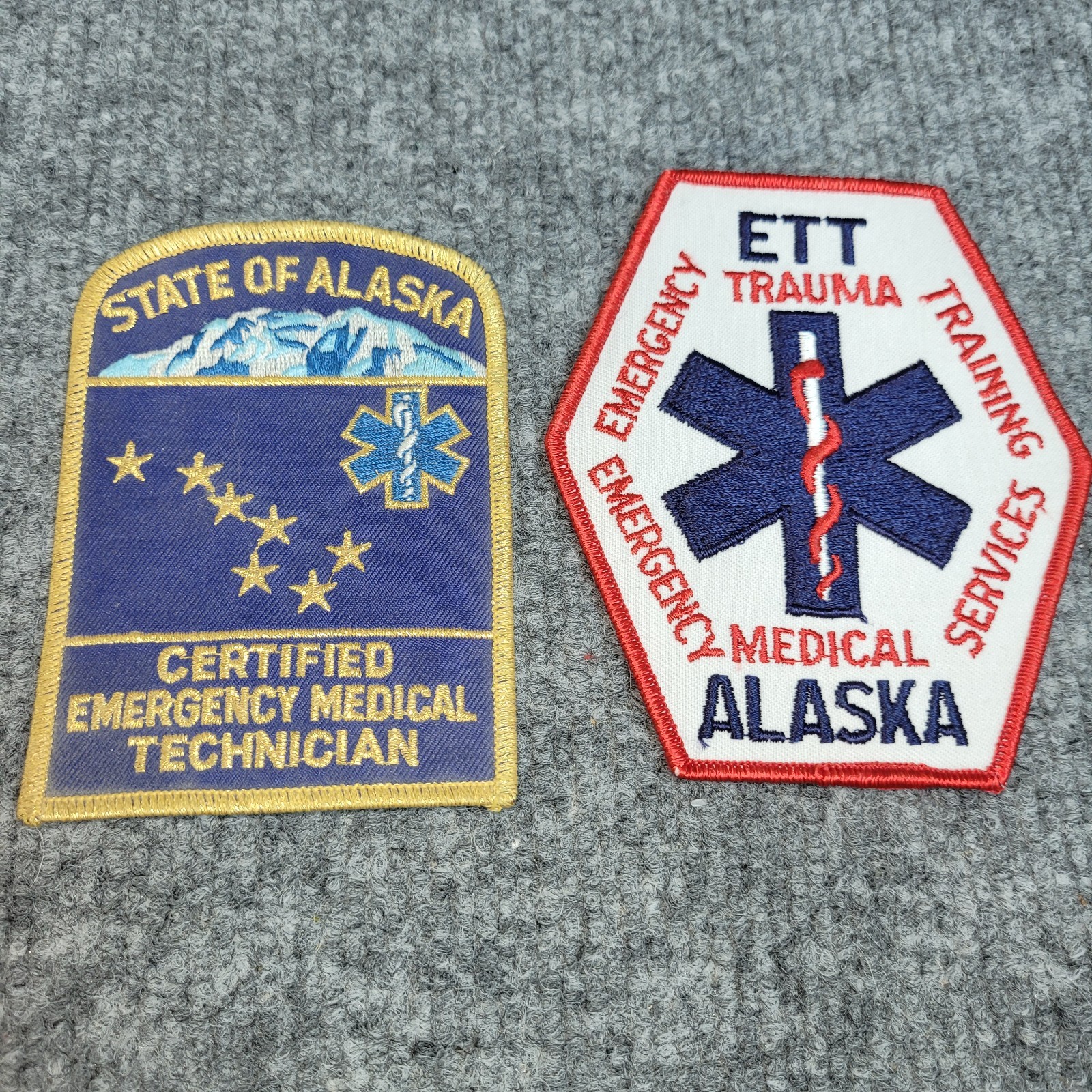 State of Alaska Certified EMT and ETT 2 Iron On Patches