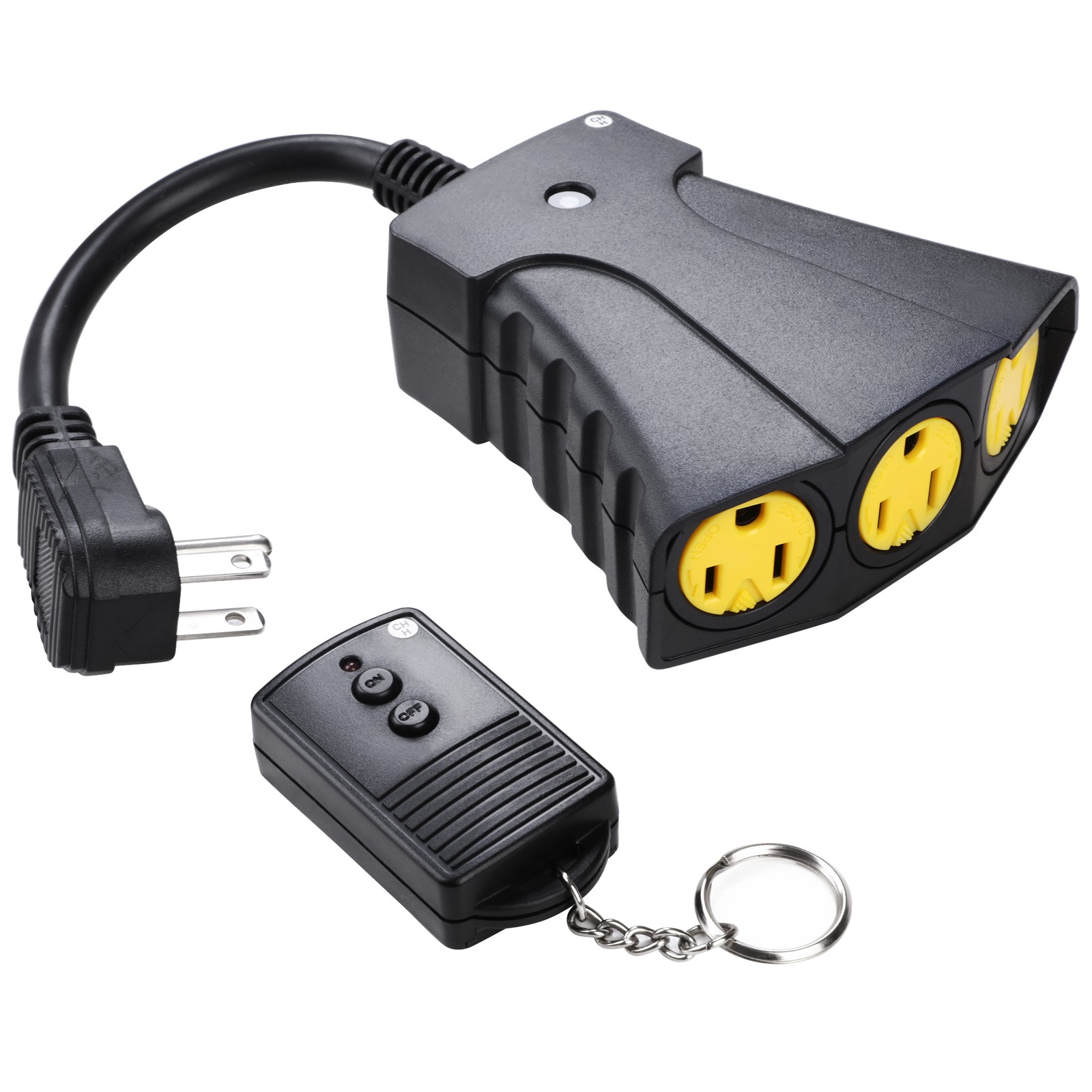Outdoor Wireless Remote Control Power Strip 3 Grounded Outlets 100Ft Range